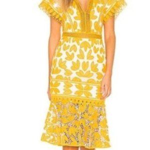 Saylor Kaiya Yellow White Lace Eyelet Dress